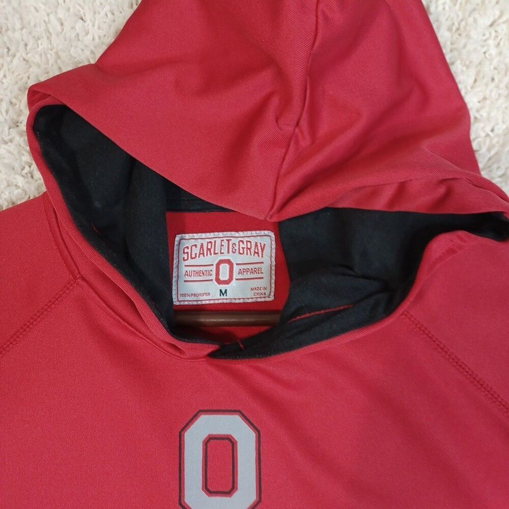Ohio State Buckeyes Hoodie Men's Medium M Football Scarlet and Gray Pullover - Picture 4 of 5